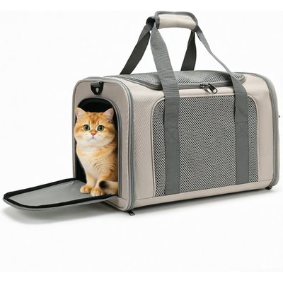 DOPZER DOPZER Airline-Approved Soft-Sided Dog & Cat Carrier, Beige, 16.5 x 10.6 x 10.6-in