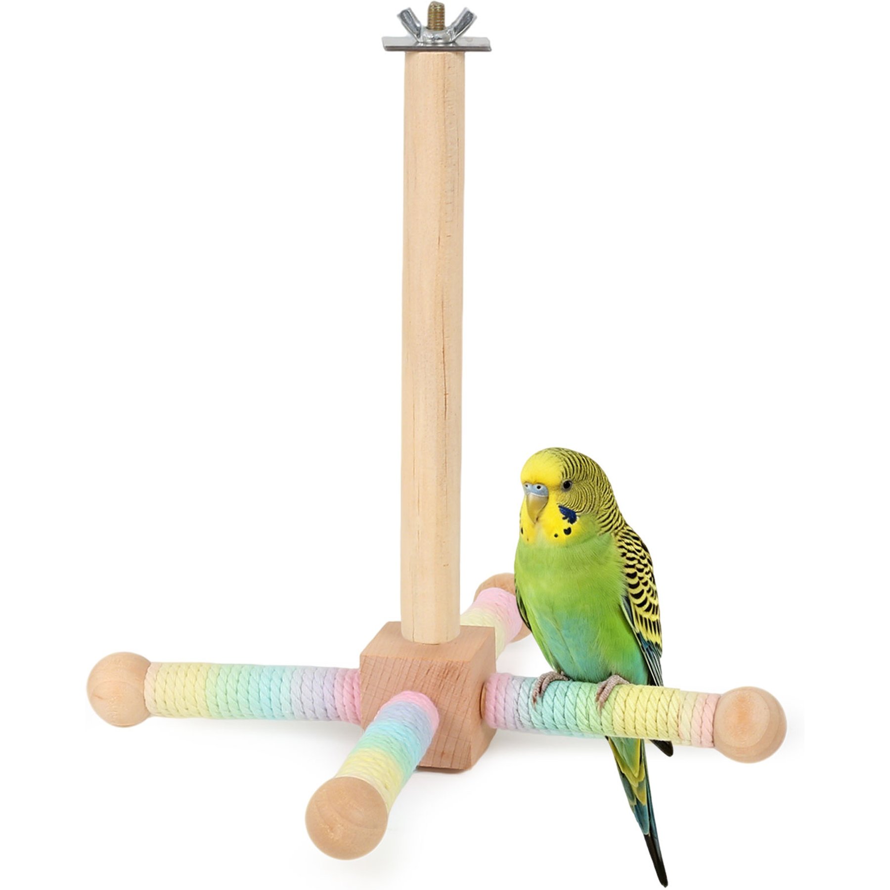Halinfer 360° Spinning Hanging Perch Stand Bird Toy