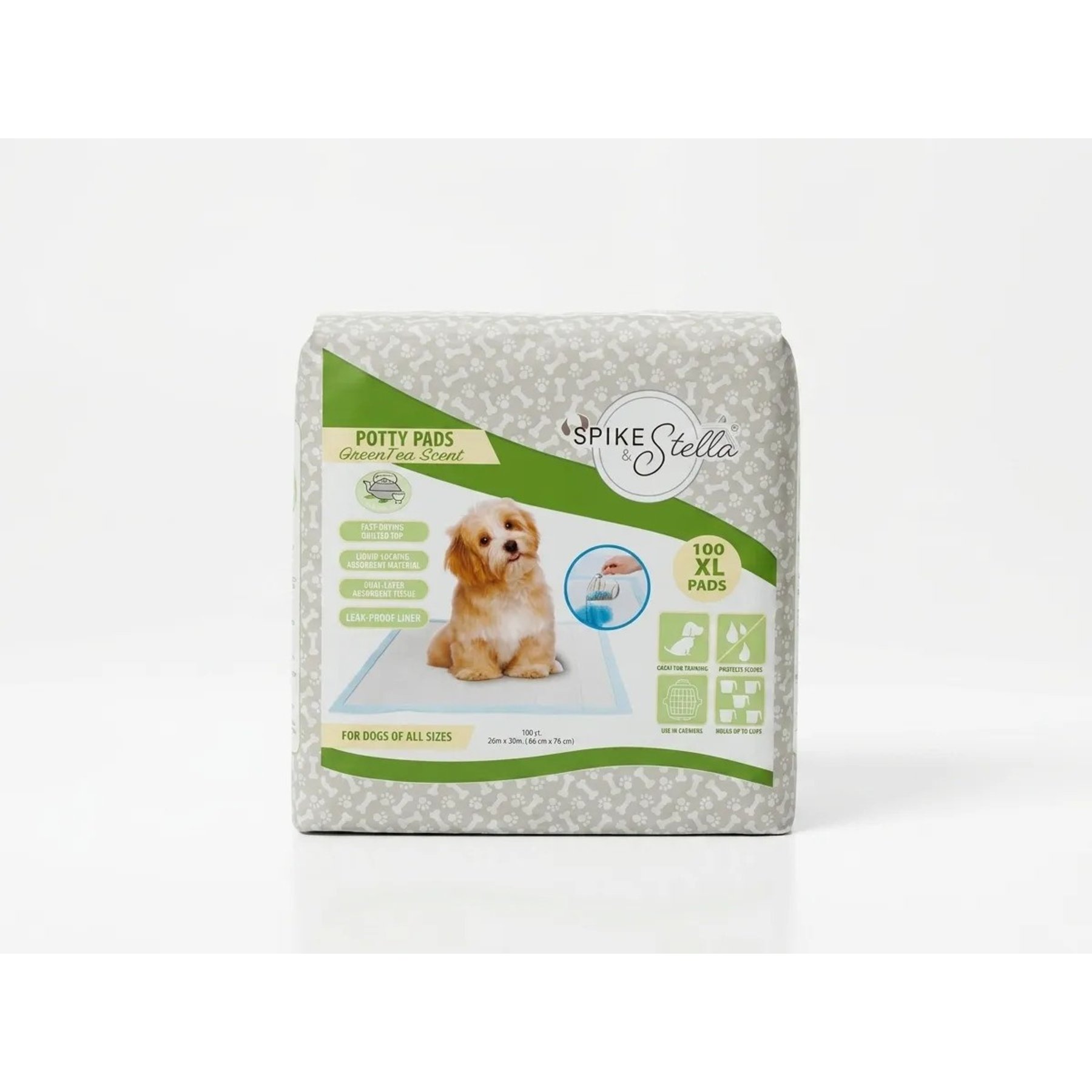 Spike & Stella Protector Dog Training Pads, Green Tea Scented, X-Large: 26 x 30-in, 100 count