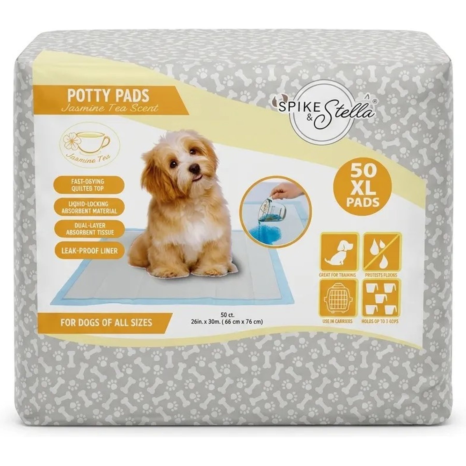 Spike & Stella Protector Dog Training Pads, Jasmine Tea Scented, X-Large: 26 x 30-in, 50 count