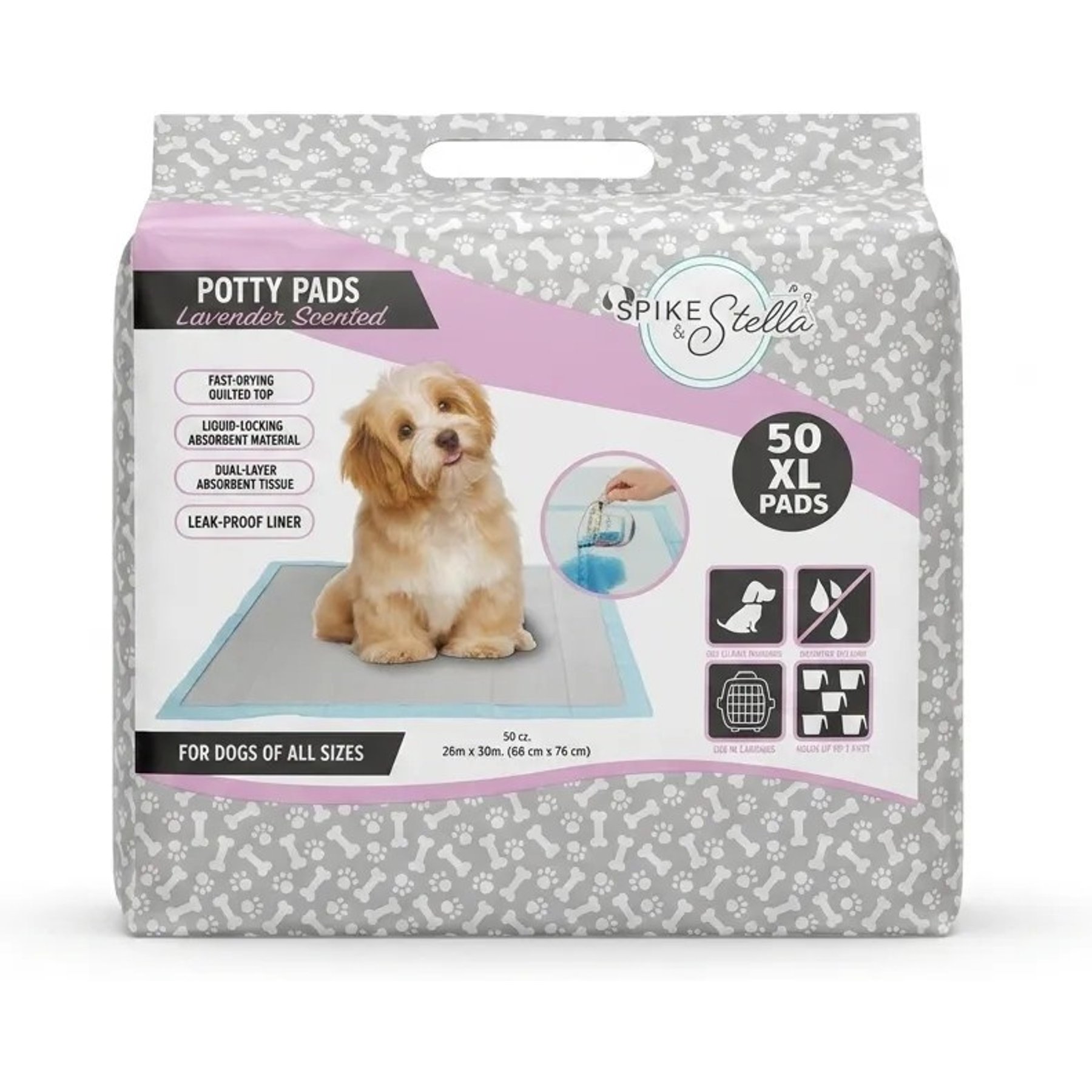 Spike & Stella Protector Dog Training Pads, Lavender Scented, X-Large: 26 x 30-in, 50 count