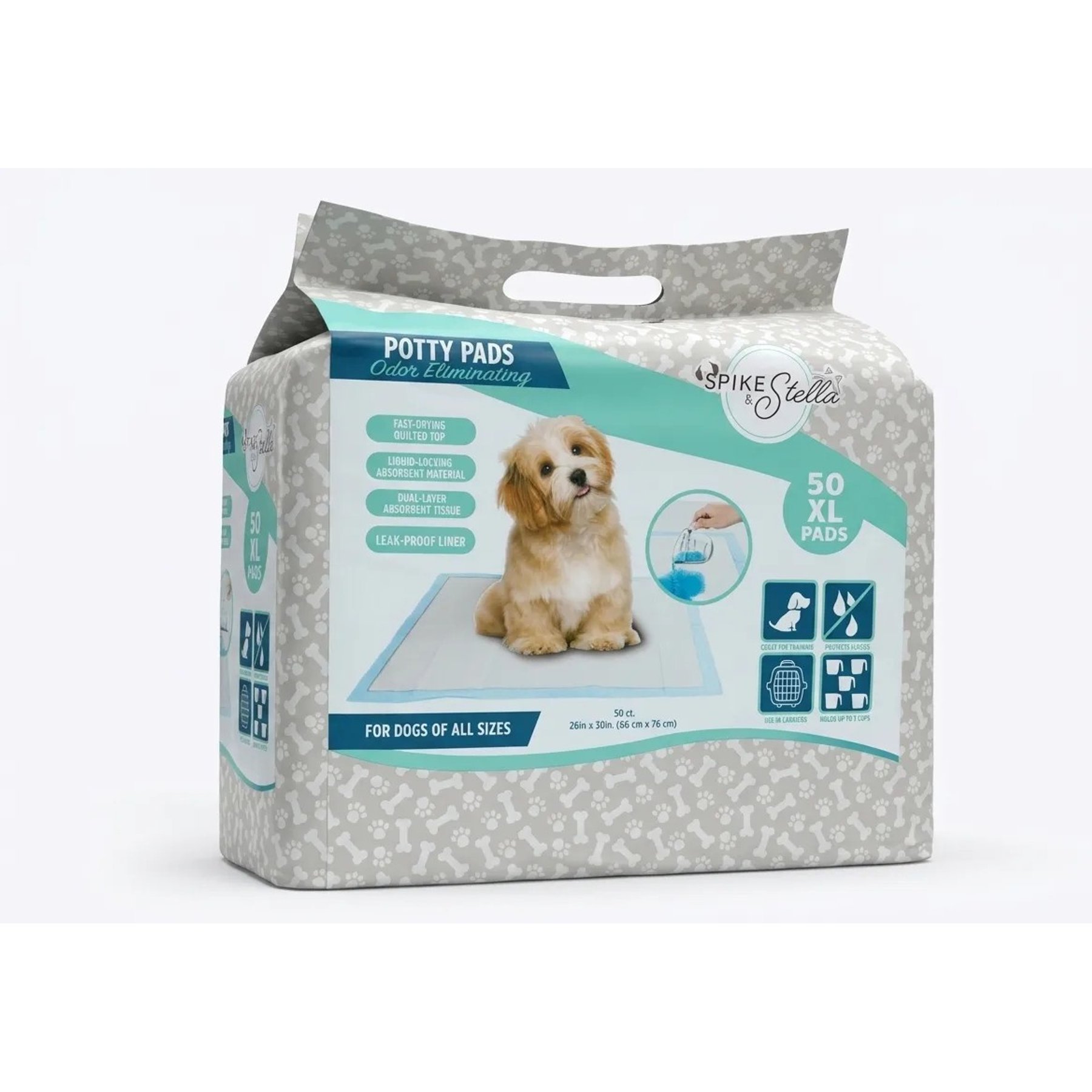 Spike & Stella Protector Dog Training Pads, Light Blue, X-Large: 26 x 30-in, 50 count