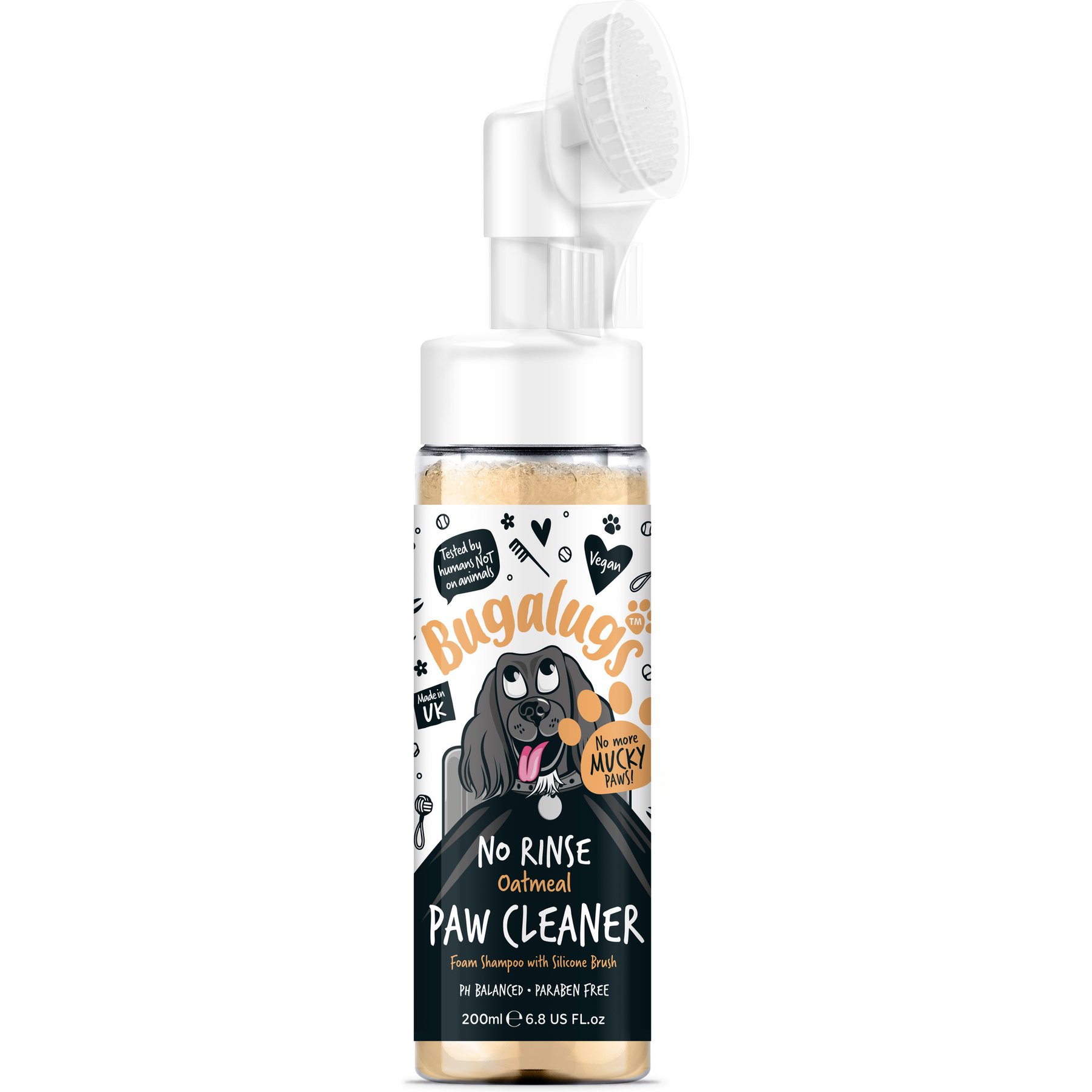 Bugalugs Pet Care Oatmeal Dog Paw Cleaner, 6.76-fl oz bottle