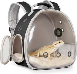 Halinfer Carry Bag Travel Reptile Carrier Built-in Thermometer & Humidity Gauge, 12.5-in, Black