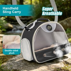 Halinfer Carry Handle Bearded Dragon Reptile Carrier Built-in Thermometer & Humidity Gauge, 12-in, Black slide 2 of 6