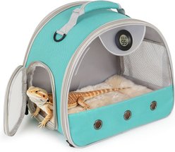 Halinfer Carry Handle Bearded Dragon Reptile Carrier Built-in Thermometer & Humidity Gauge, 12-in, Green