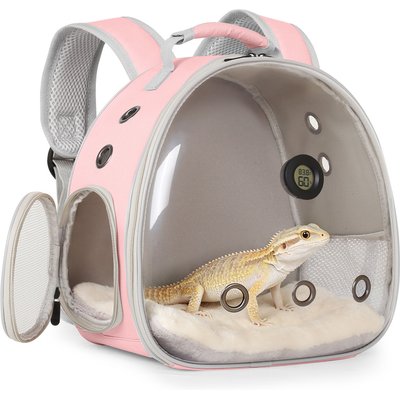 Halinfer Halinfer Carry Bag Travel Reptile Carrier Built-in Thermometer & Humidity Gauge, 12.5-in, Pink