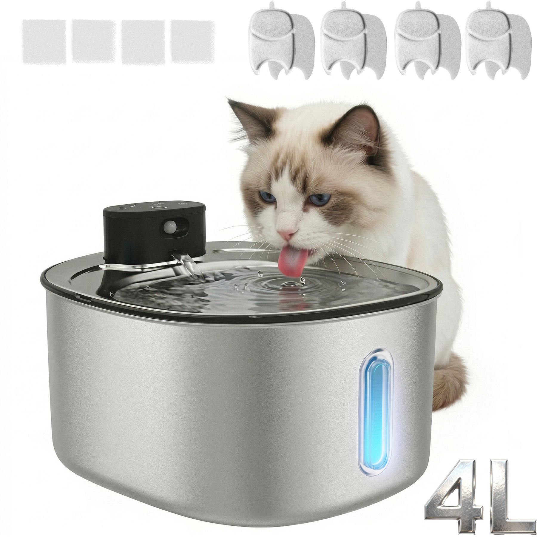 ONIZOOMI Wireless Stainless Steel Dog & Cat Water Fountain, 4-l