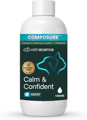 VetriScience Composure Calm & Confident Thunderstorms Support Unflavored Liquid Calming & Anxiety Supplement for Dogs & Cats, 8‑fl oz bottle
