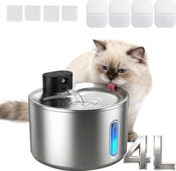 ONIZOOMI Round Smart Stainless Steel Dog & Cat Water Fountain, 4-l