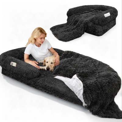 LovMor LovMor Foldable Memory Foam Human Dog Bed with Removable Cover, 71 x 38 x 9-in, Black