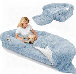 LovMor Foldable Memory Foam Human Dog Bed with Removable Cover, 71 x 38 x 9-in, Blue