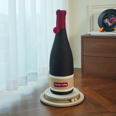 Fairela Fairela Wine Bottle 24.8-in Hemp Cat Scratching Post, Black/Red