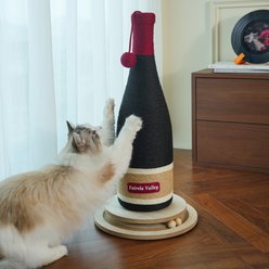 Fairela Wine Bottle 24.8-in Hemp Cat Scratching Post, Black/Red slide 2 of 9