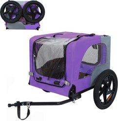Yafylly Pet Bike Trailer Dog Cart for Bicycle with Internal Leash, Medium, Purple