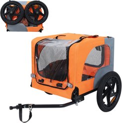 Yafylly Pet Bike Trailer Dog Cart for Bicycle with Internal Leash, Medium, Orange