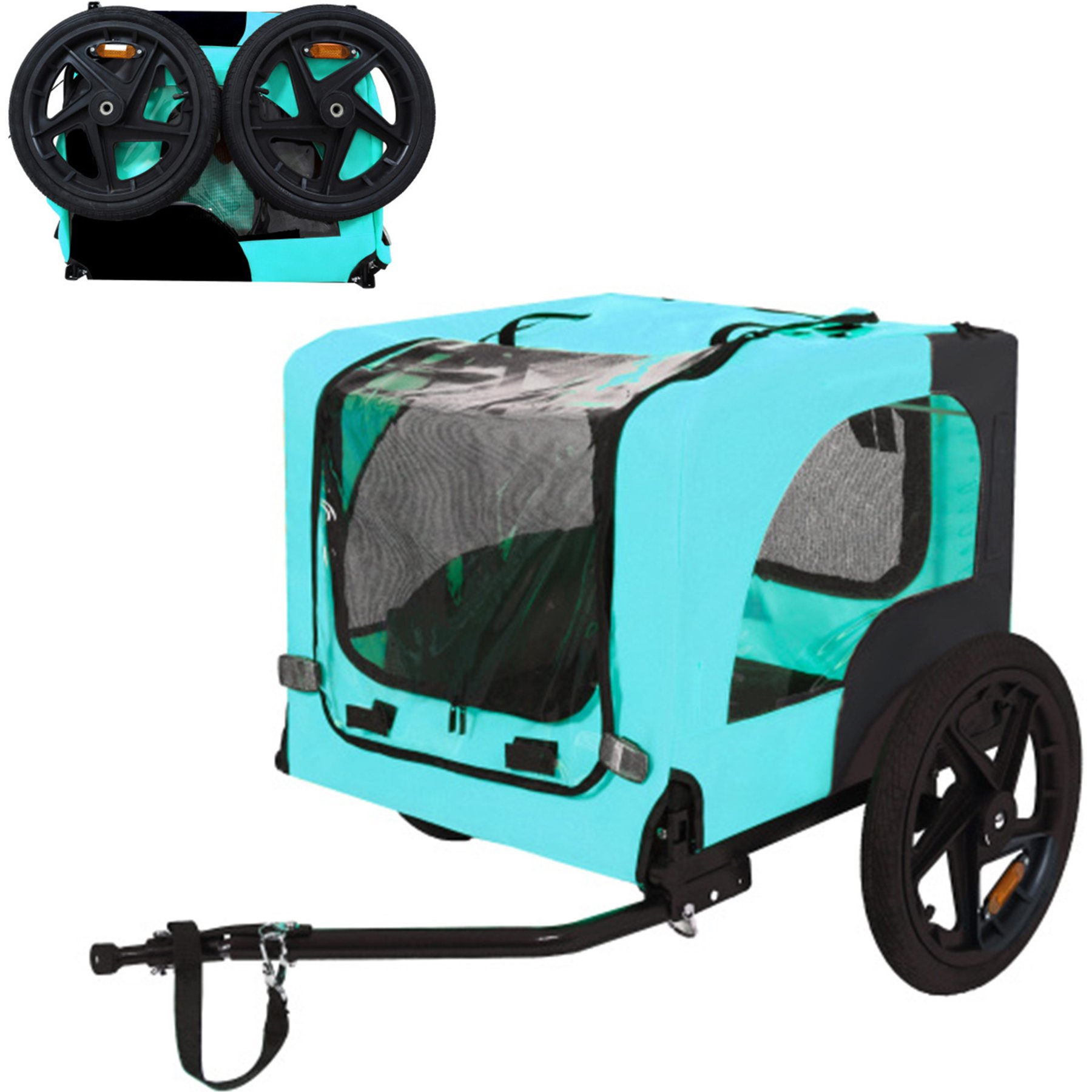 Yafylly Pet Bike Trailer Dog Cart for Bicycle with Internal Leash, Medium, Light Blue