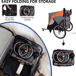 Yafylly 2-in-1 Bike Trailer & Push Cart for Pets with Dual Cup Pockets, Large, Grey/Black slide 2 of 7