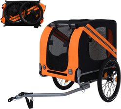 Yafylly Foldable Dog Bike Trailer with Steel Frame for Cycling, Medium, Black/Orange
