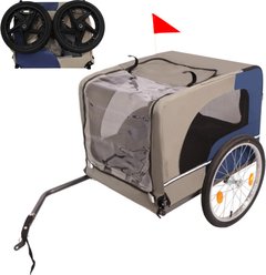 Yafylly Dog Bike Trailer for Bicycle with 2 Entrances & 20-in Wheels, Blue/Grey, Medium