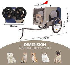 Yafylly Dog Bike Trailer for Bicycle with 2 Entrances & 20-in Wheels, Blue/Grey, Medium slide 2 of 7