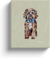 Art Barke by Chelsea McShane Art Red Cavapoo with Blue Bow Canvas Print, 10 x 8-in