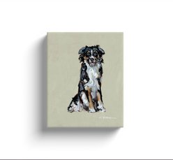 Art Barke by Chelsea McShane Art Black & White Australian Shepherd Canvas Print, 10 x 8-in