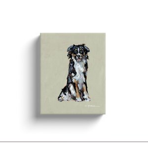 Art Barke by Chelsea McShane Art Black & White Australian Shepherd Canvas Print, 10 x 8-in