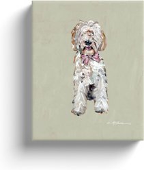 Art Barke by Chelsea McShane Art Goldendoodle with Pink Bow Canvas Print, 10 x 8-in