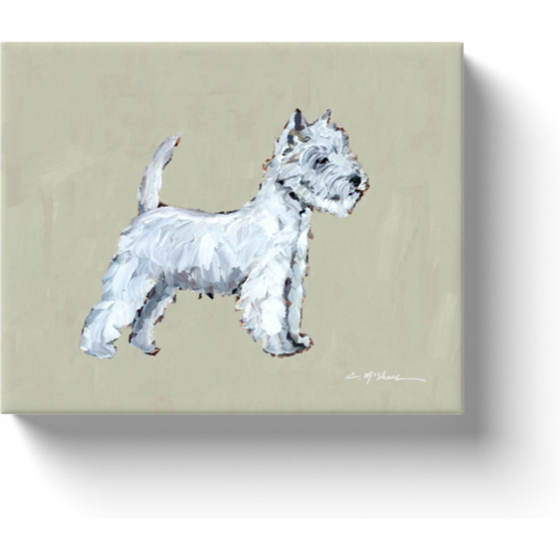 Art Barke by Chelsea McShane Art Westland Terrier Westie Canvas Print, 10 x 8-in