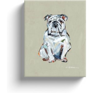 Art Barke by Chelsea McShane Art White English Bulldog Canvas Print, 10 x 8-in