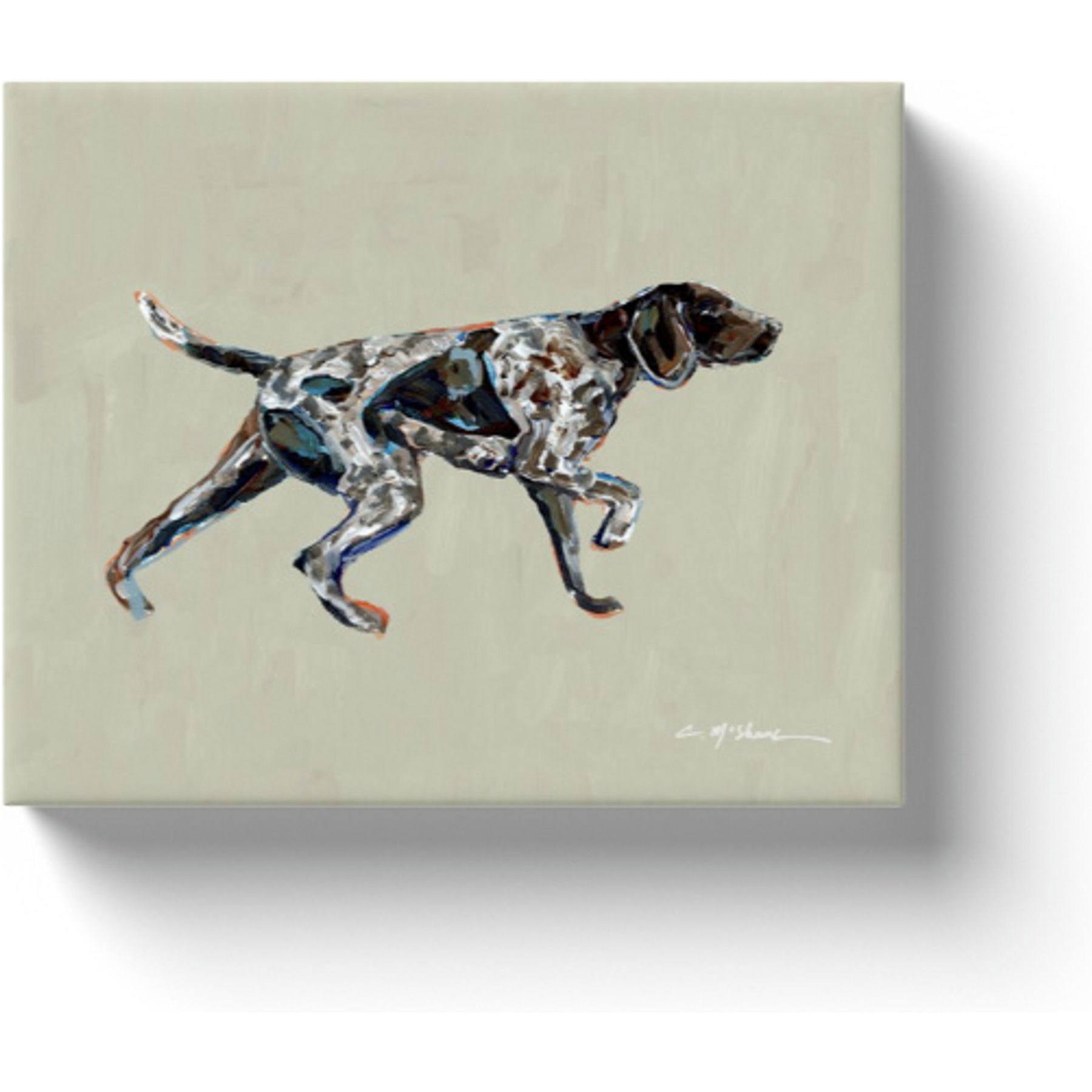Art Barke by Chelsea McShane Art German Shorthaired Pointer Pointing Canvas Print, 10 x 8-in