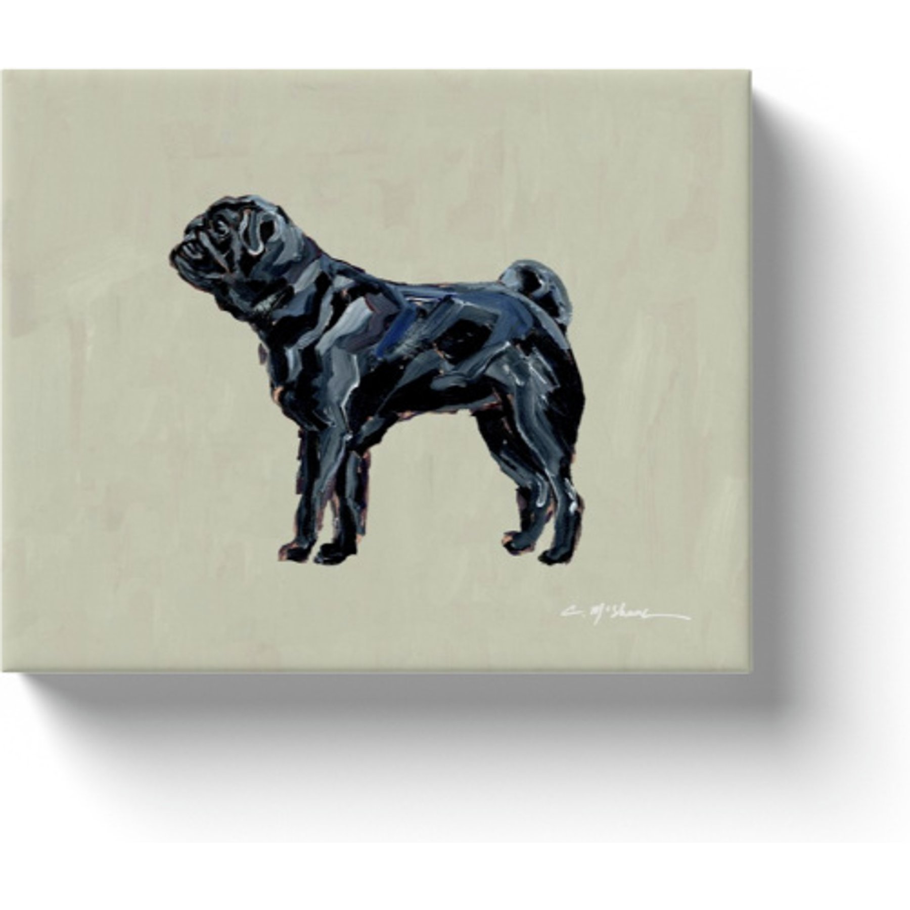 Art Barke by Chelsea McShane Art Black Pug Canvas Print, 10 x 8-in