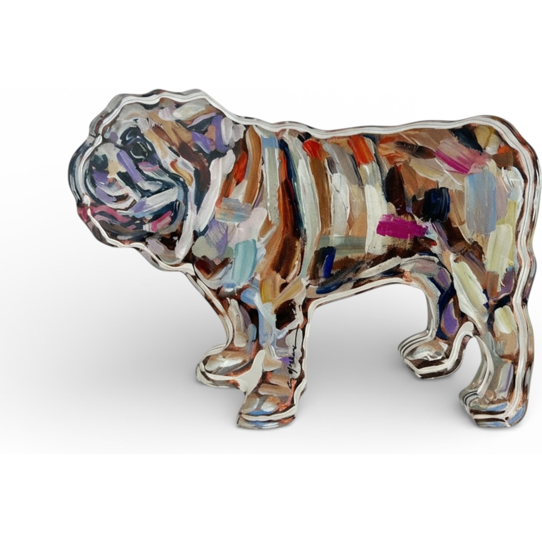 Art Barke by Chelsea McShane Art Abstract English Bulldog Acrylic Tabletop, 7 x 5-in