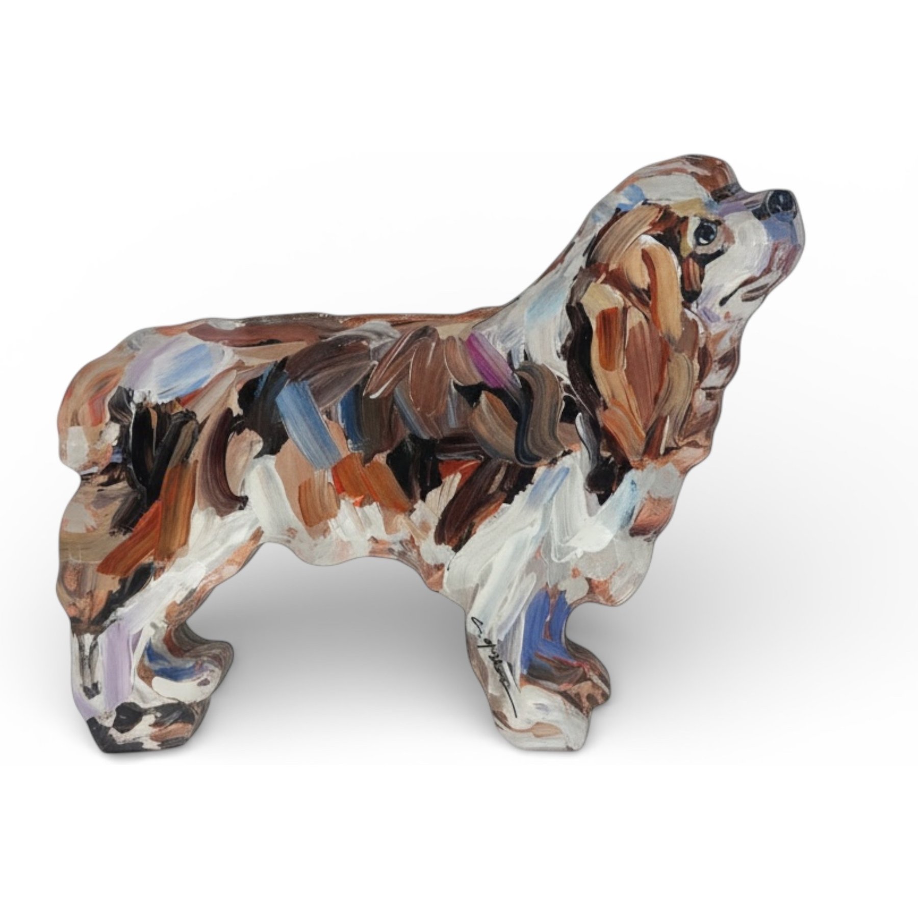 Art Barke by Chelsea McShane Art Cavalier King Charles Blenheim Acrylic Tabletop, 7 x 4-in