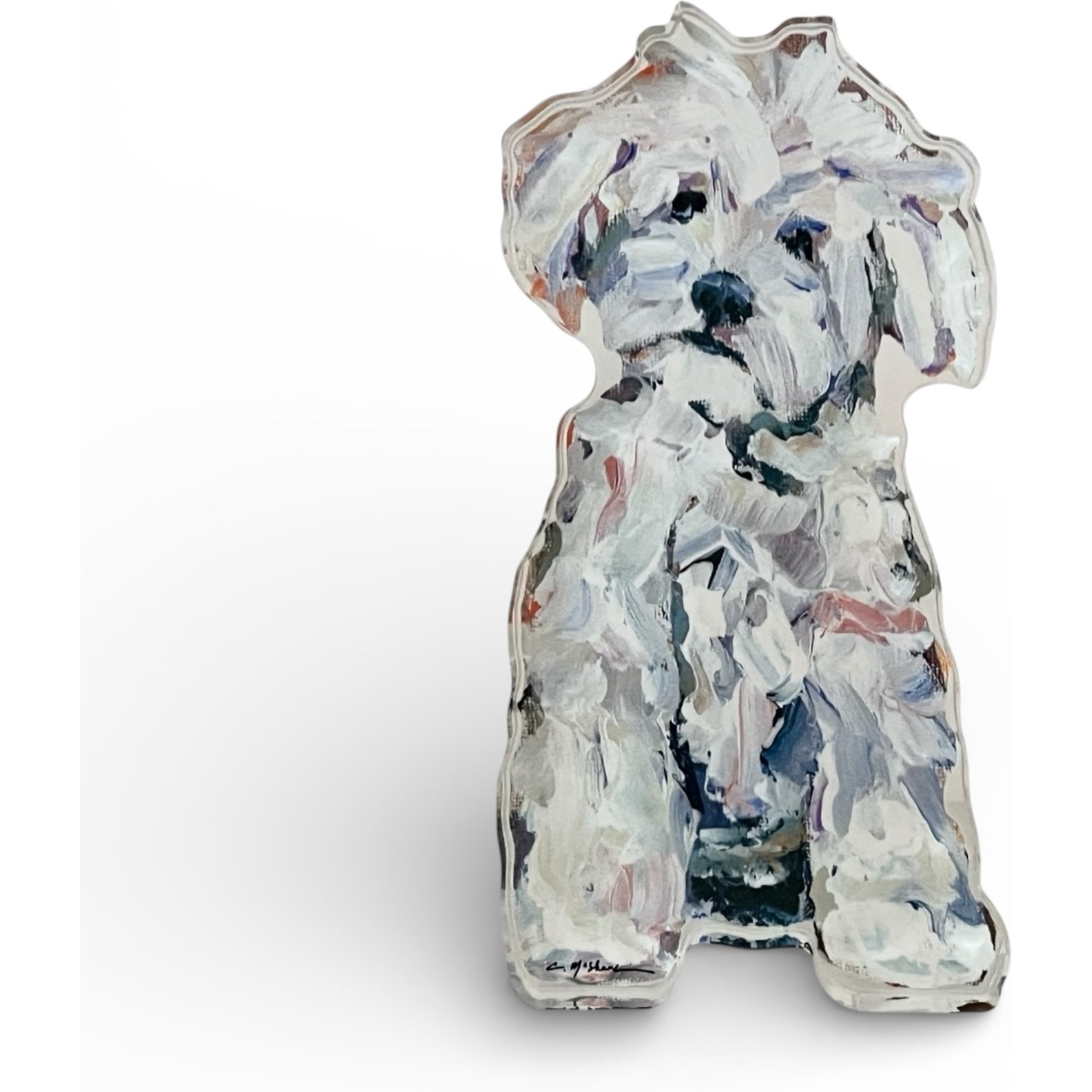 Art Barke by Chelsea McShane Art White Maltipoo Acrylic Tabletop, 7 x 3-in