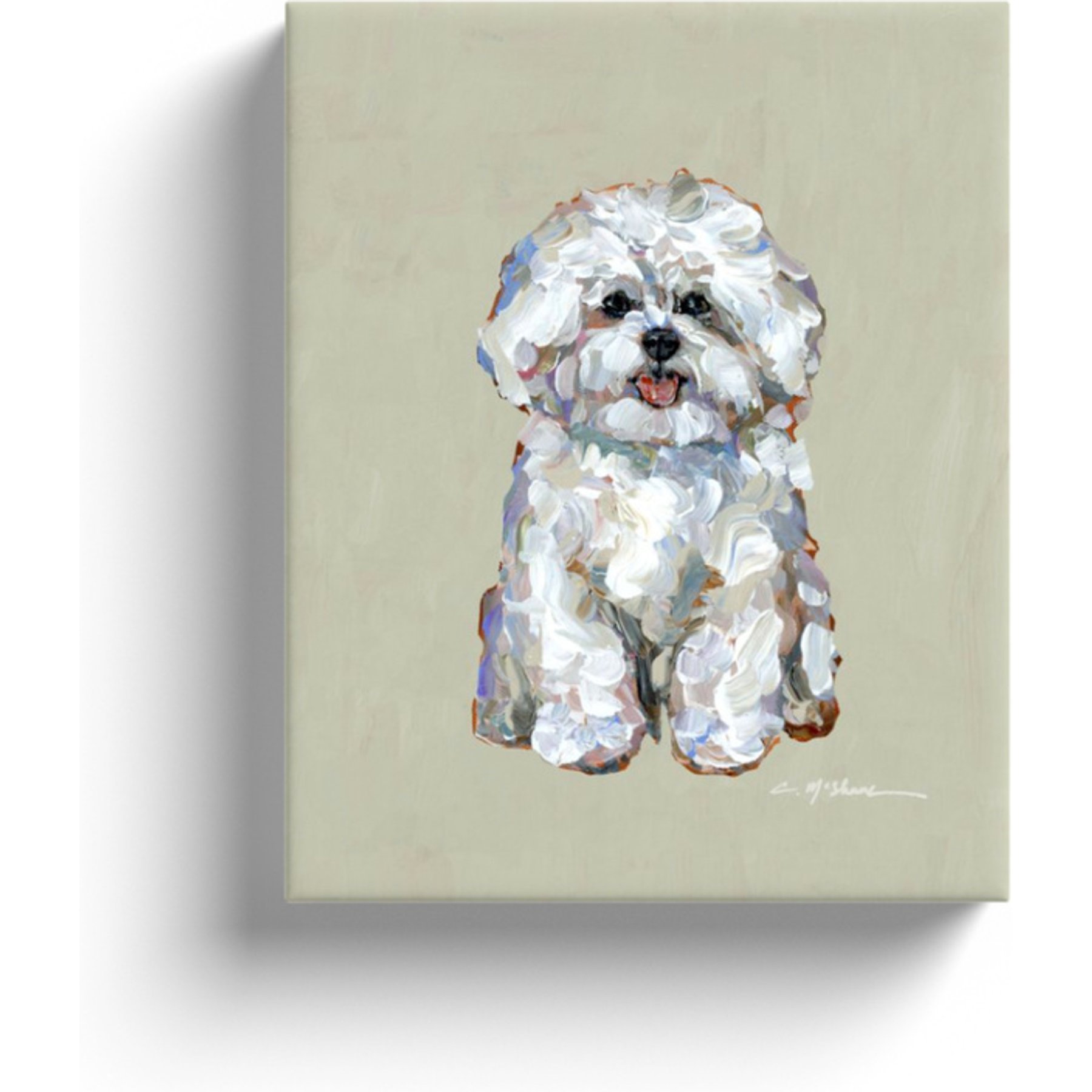 Art Barke by Chelsea McShane Art Bichon Frise Canvas Print, 10 x 8-in