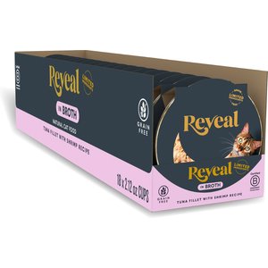 Reveal Natural Grain-Free Tuna with Shrimp in Broth Flavored Wet Cat Food, 2.12-oz pot, case of 18