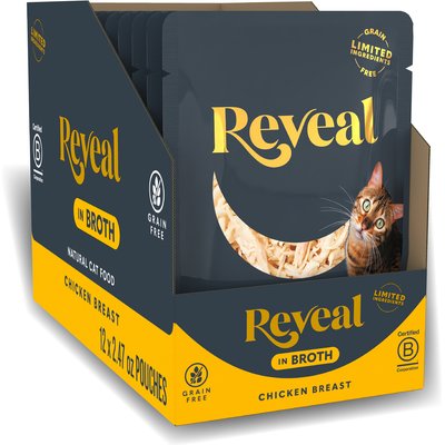 Reveal Reveal Natural Grain-Free Chicken Breast in Broth Flavored Wet Cat Food, 2.47-oz pouch, case of 12