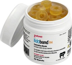 Solvet Lidoband Tri Livestock Castration Bands, 25 count