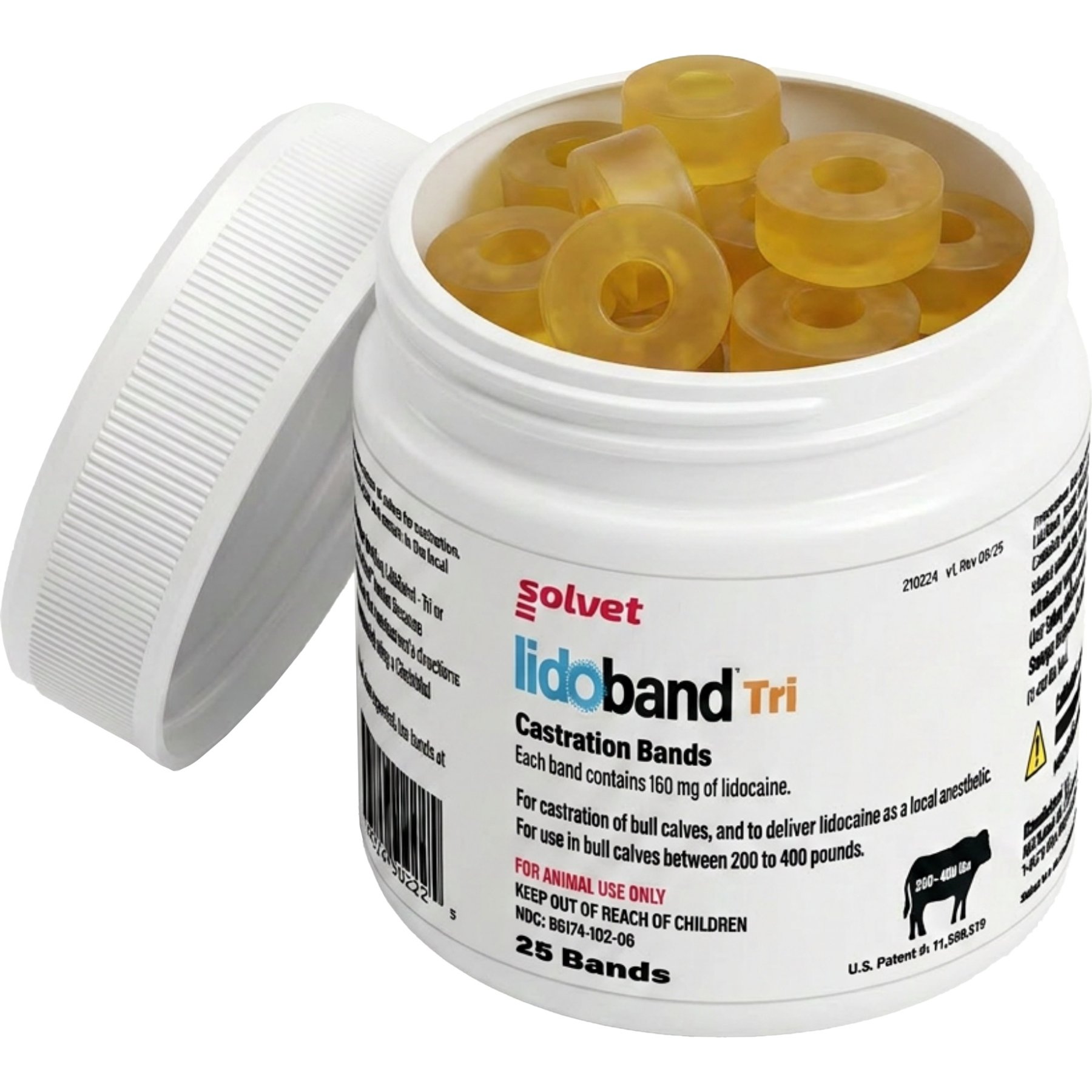 Solvet Lidoband Tri Livestock Castration Bands, 25 count