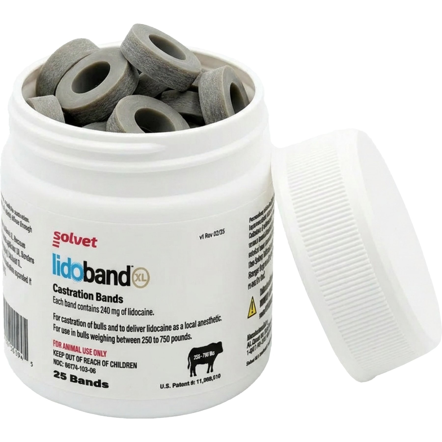 Solvet Lidoband XL Livestock Castration Bands, 25 count
