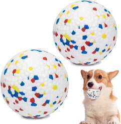 Kahu Elements Indestructi-Ball Tough Dog Ball Toy, White, 3.15-in, 2 count