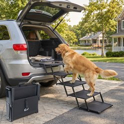 Yafylly Extra Wide Foldable Dog Stairs, Black slide 1 of 6