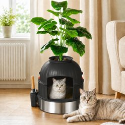 Lobeve Faux Plant Decor Hidden Stainless Steel Cat Litter Box, Black slide 2 of 9