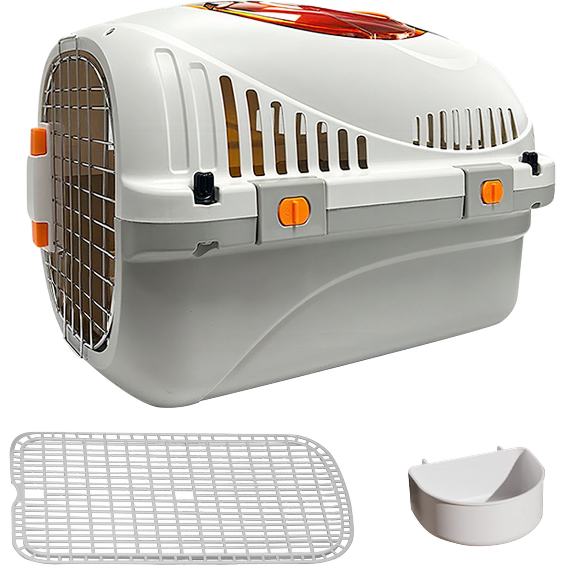 Twinsing Ventilated Design Detachable Carry Handle Bag Dog & Cat Carrier with Metal Doors, Gray, Large