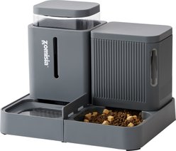 ZOMISIA Gravity Cat Feeder & Water Dispenser, Grey, 0.8-gal, 2 count