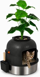 Lobeve Faux Plant Decor Hidden Stainless Steel Cat Litter Box, Black