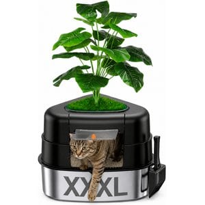 LOBEVE Faux Plant Hidden Corner Cat Litter Box, Black - Chewy.com
