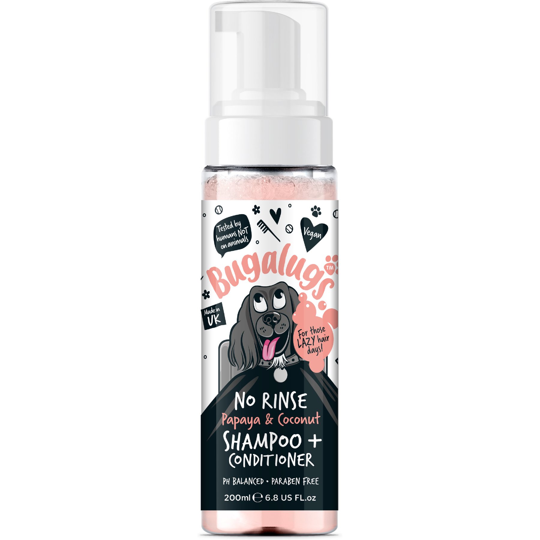 Bugalugs Pet Care Papaya Coconut No Rinse Dog Shampoo, 6.76-fl oz bottle